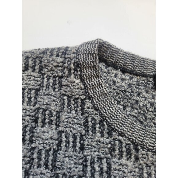 Mino Milanno Gray Sqaured Pattern Long Sleeve Wool Sweater Size L Preppy Retro - Picture 3 of 6